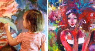Мама дописывает картины своих дочерей, превращая их в настоящие шедевры (17 фото)