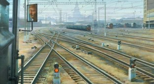 Поезда СССР на картинах советских художников (30 фото)