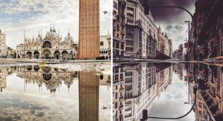 Испанский фотограф открывает параллельные миры, фотографируя отражения в лужах (25 фото)