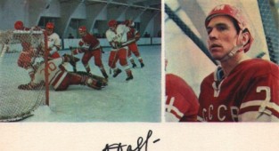 Сборная команда СССР по хоккею с автографами 1971г (25 фото)