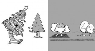 17 забавных чёрно-белых иллюстраций от чилийского карикатуриста, которые умеет видеть необычное в обычном (18 фото)
