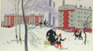 Города и сёла в советской живописи (30 фото)