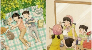 What is life like with your sister? Warm illustrations by a Korean artist (46 photos)