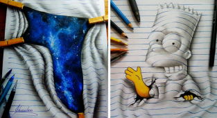 Distorted reality: young artist draws fantastic 3D drawings (17 photos)