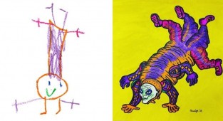 Група художників перетворила наївні дитячі малюнки на милих монстрів (21 фото)