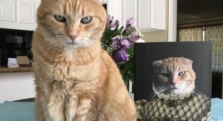 40 pets next to their portraits in the style of bygone eras (40 photos)