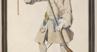 Голландський військовий костюм 18 століття. Акварельні малюнки невідомого автора (62 фото)