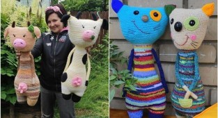 A woman makes toys from old leftover yarn (25 photos)