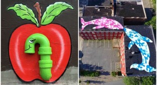 Художник оживляет городскую серость креативным стрит-артом (24 фото)