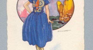 Female image on an old postcard 5 (500 postcards)