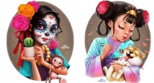 Русская художница нарисовала очаровательные мультяшные версии девушек из разных стран (11 фото)