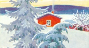 Зимние пейзажи на открытках (40 открыток)