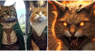 "Властелин котец и братство лотка": нейросеть показала, как могли бы выглядеть герои Толкина, если бы они были котиками (9 фото)