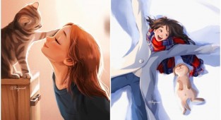 Добрі ілюстрації про те, як тварини змінюють наше життя (30 фото)