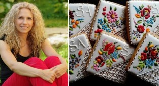 A girl decorates cookies with amazingly beautiful designs (8 photos)