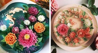 Художник-кондитер создает 3D-торты из желе, цветущие на тарелке (13 фото)