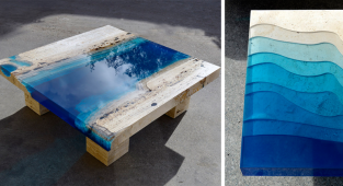 Unique Travertine and Resin Tables Reminiscent of Lagoons (11 Photos)