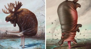Художник из Франции представил, как выглядели бы животные, займись они йогой (16 фото)