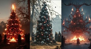 When the New Year tree is a real altar to a dark deity (15 photos)