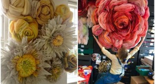 Danish artist makes giant paper flowers (31 photos)