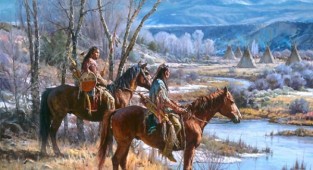 Indians and cowboys in the paintings of Martin Grell (102 photos)