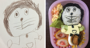 Японский папа превращает рисунки дочери в настоящие обеды (33 фото)