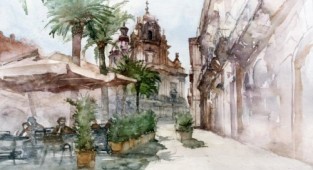Watercolor architecture of Minh Dam - Minh Dam (76 works)