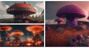 Нейросеть показала, как бы выглядели дома, если мы жили в грибном мире (18 фото)