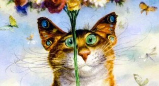 20 забавных и милых кошачьих картин от художников со всего света (20 фото)