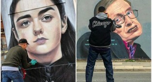 Гигантские граффити с портретами знаменитостей от Akse (35 фото)