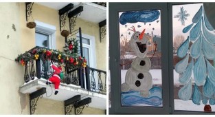 30 примеров новогодних окон и балконов, ставших произведениями искусства (31 фото)