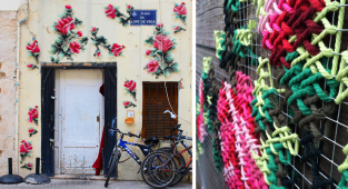 Городские цветы: художница украшает испанские улочки цветочной вышивкой (11 фото)