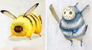 От Дэдпчела до Люка Пчелуокера: художница показала очаровательных героев пчелиной вселенной (21 фото)