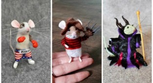 Войлочный мир: игрушечные мышки в образе известных персонажей (23 фото)