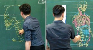 Этот тайваньский учитель невероятно красиво умеет рисовать мелом (12 фото)