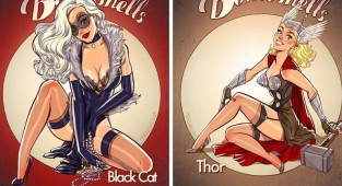 Художник добавил героиням комиксов Марвел немного пикантности, превратив их в роковых красоток (22 фото)