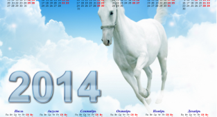 Horse in foggy clouds - Calendar 2014