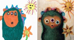Монстромания: профессиональные художники превращают детские каракули в уникальные картины (51 фото)