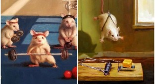 The artist paints the daily life of mice in “human” situations (31 photos)