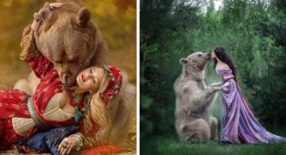 Бурый медведь из России делает успешную карьеру модели (26 фото)