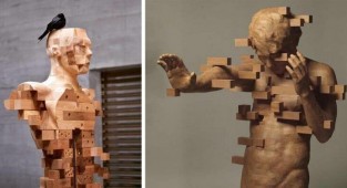 15 красивых пиксельных скульптур из дерева (15 фото)