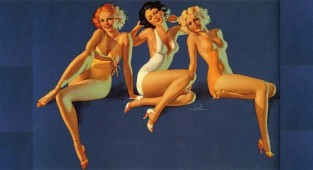 Pin-up by Earl Moran, the artist who modeled Marilyn Monroe (26 photos)