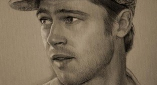 Pencil drawings of famous Hollywood actors (35 works)