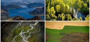 Осінь у горах Казахстану з висоти пташиного польоту