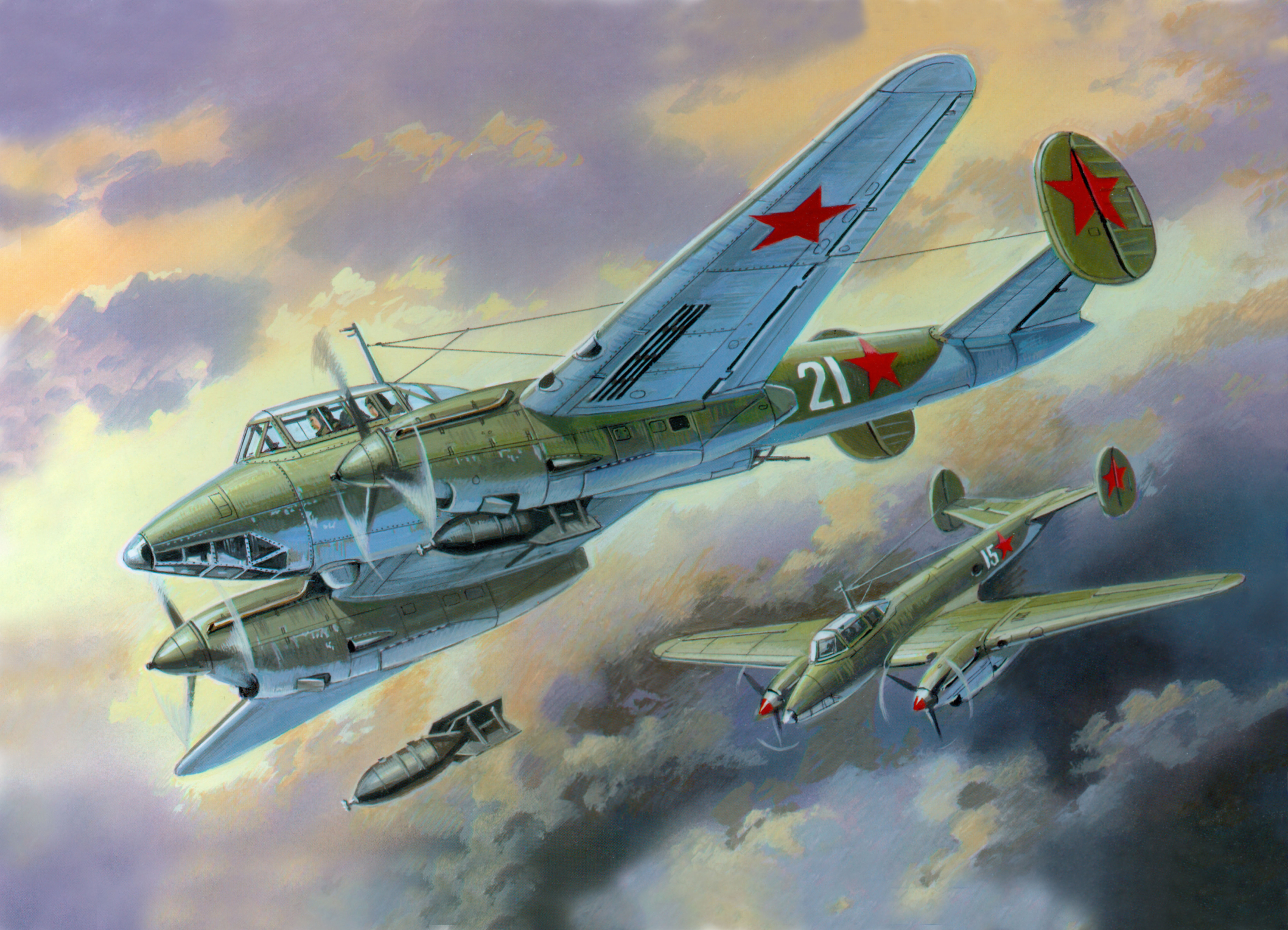 Советские самолеты 1941. Петляков пе-2. Советский бомбардировщик пе-2.
