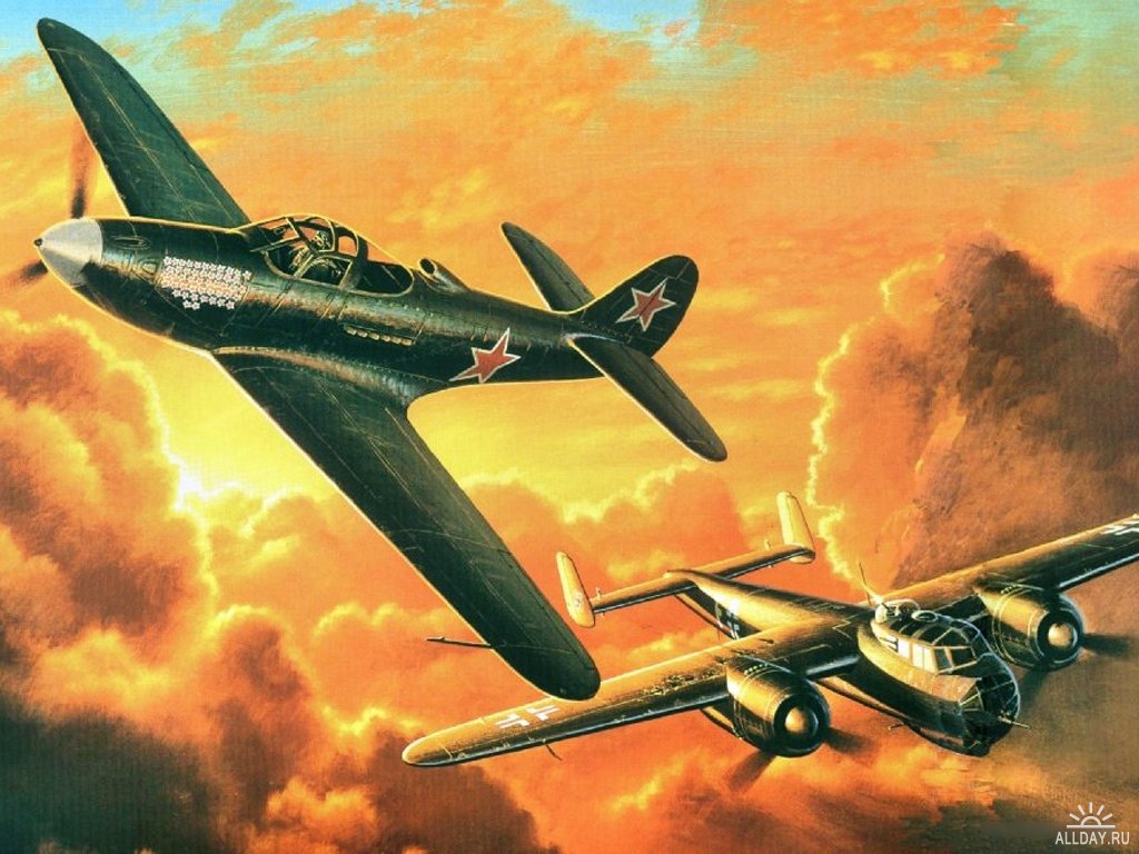 Советские самолеты летают. Воздушный бой Великой Отечественной войны 1941-1945г. Воздушный бой 1945.