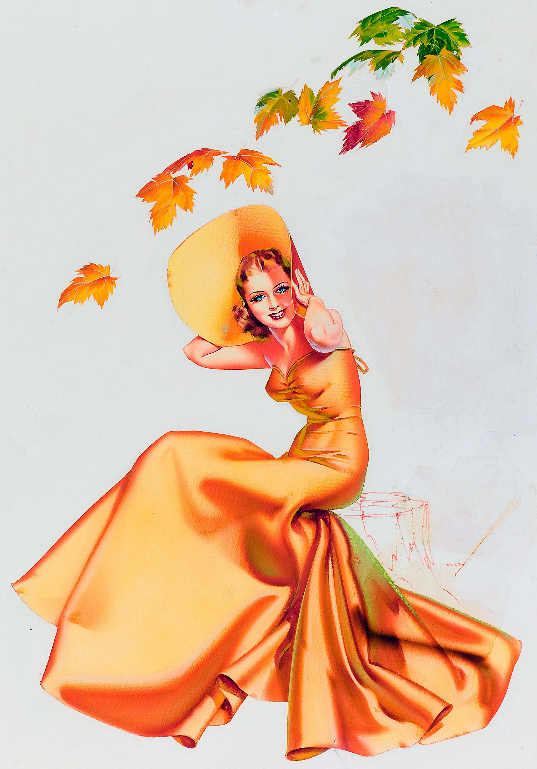 Летела шляпа. Женщина осень. Дама осень. Девушка осень рисунок. Осенняя девушка.
