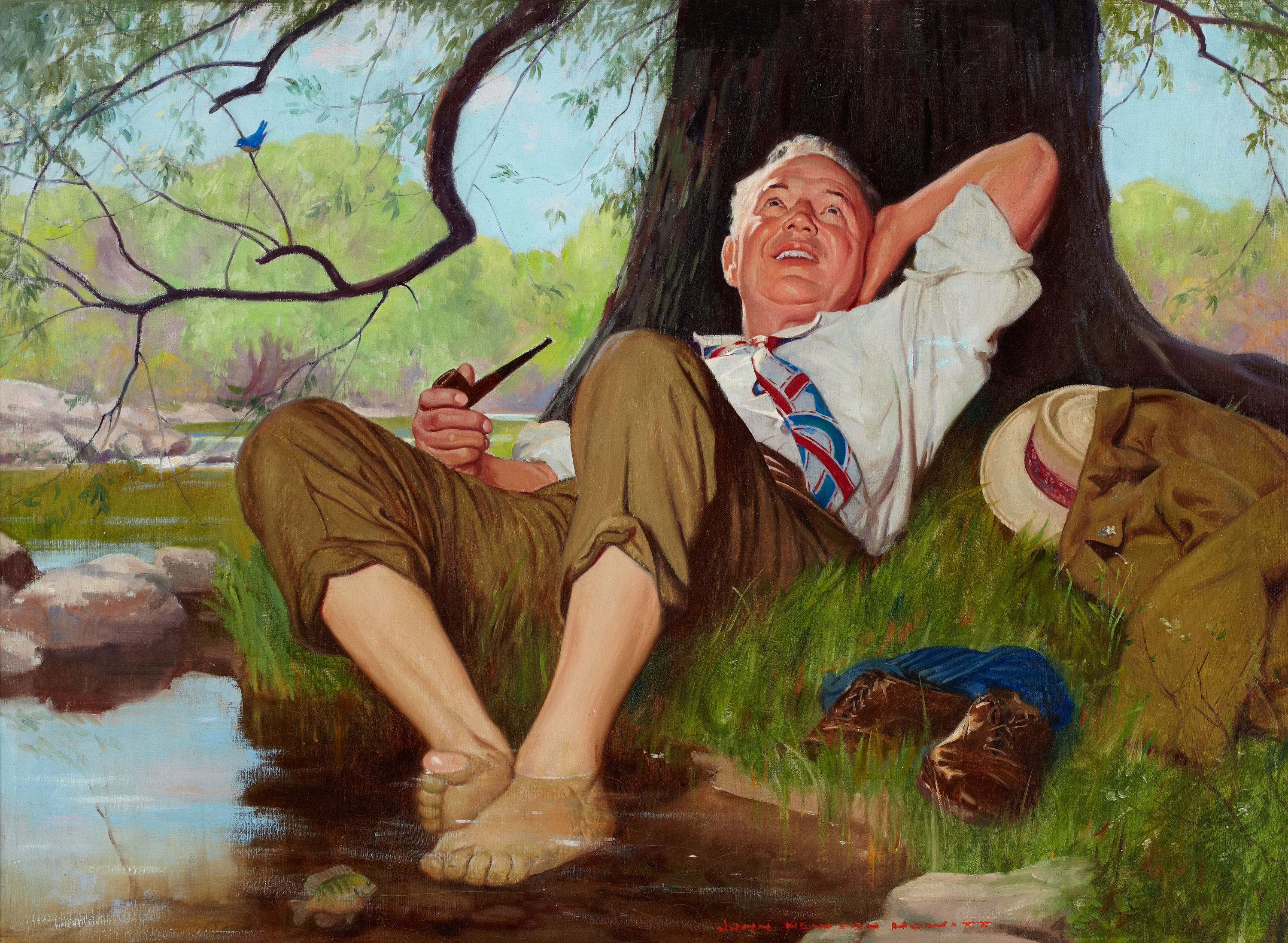 Старик не хочет есть. Джон Ховитт художник. Художник Джон Ньютон Ховитт. Сидит под деревом. Человек под деревом.