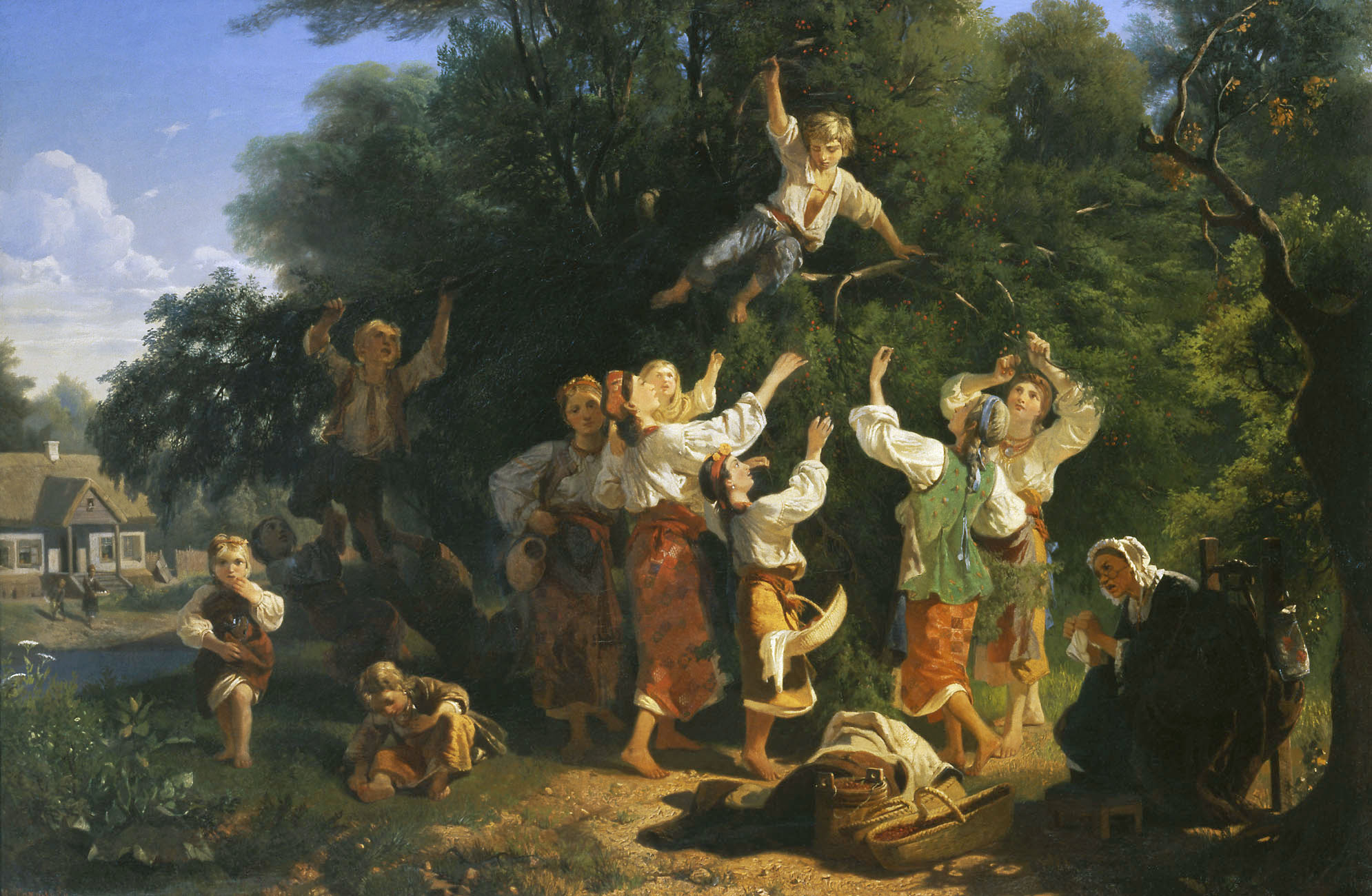 Искусство начала 18 века. Сбор вишни в помещичьем саду на Украине.