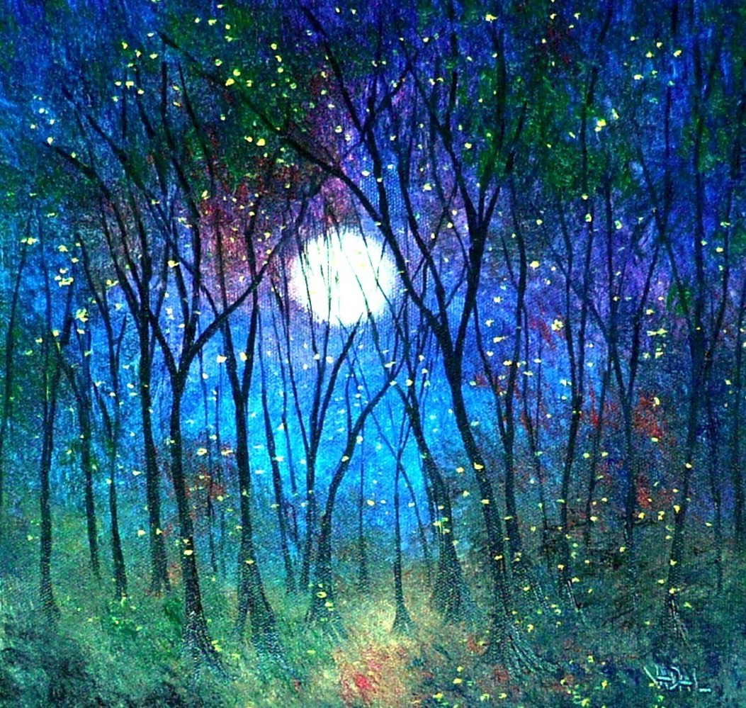 Ночной лес живопись